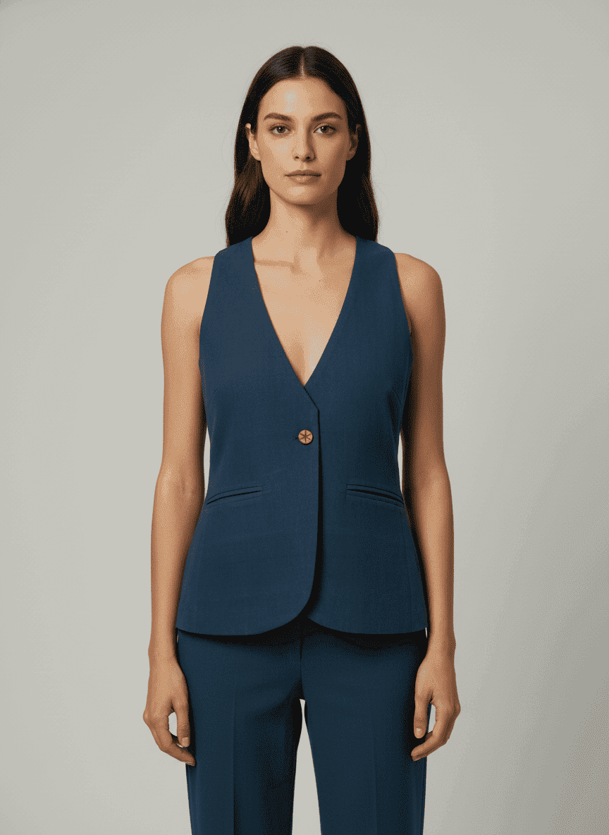 Denim Vest with Wooden Button