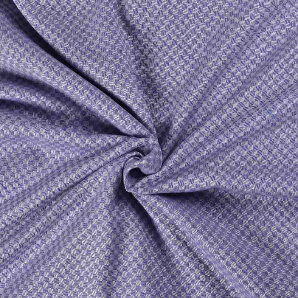 Check Twill White Blue Pure Cotton 105 GSM Handwoven Brocade Fabric