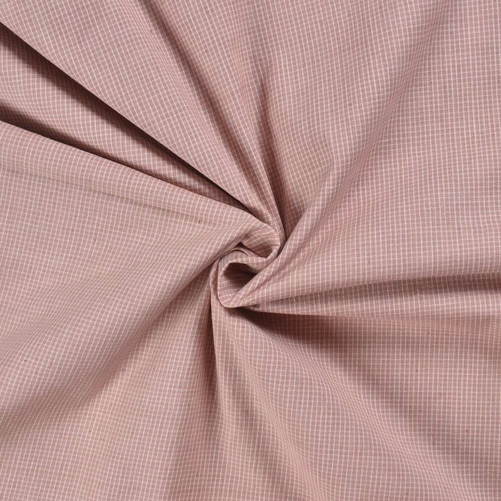 Check Brown Pure Cotton 93 GSM Handwoven Fabric D10