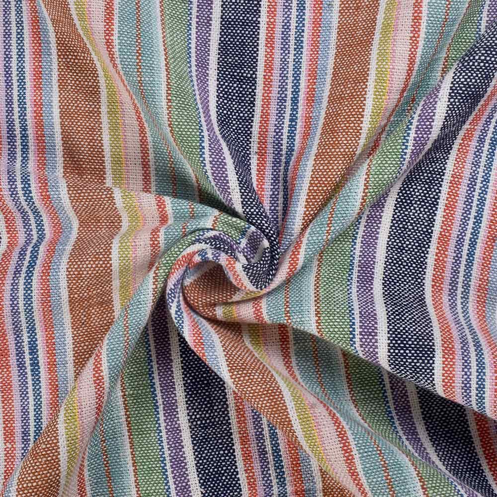 Stripe Multicolor Pure Khadi 260 GSM Handwoven Fabric