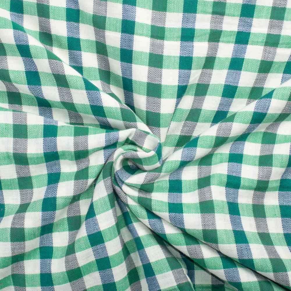 Herringbone Check Multicolor Khadi Cotton 105 GSM Handwoven Fabric