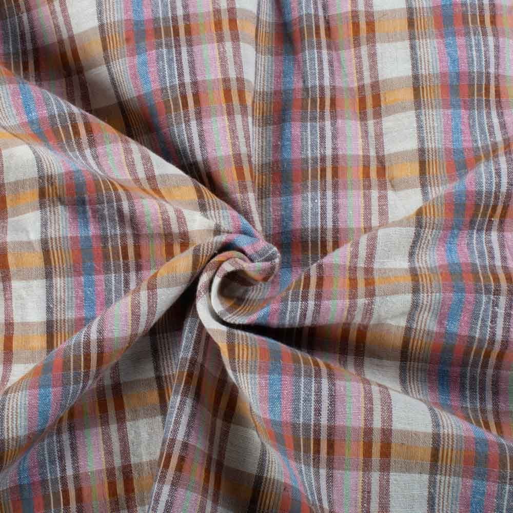 Multicolor Check Cotton & Hemp 140 GSM Handwoven Fabric 815
