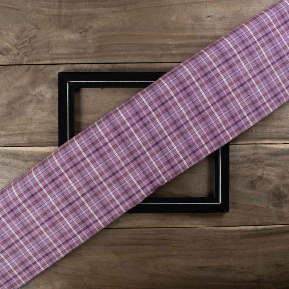 Check Multicolor 85 GSM Khadi Handwoven Fabric 944