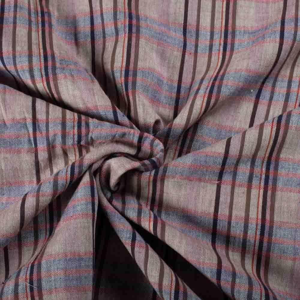 Check Multicolor 93 GSM Pure Cotton Handwoven Fabric 957
