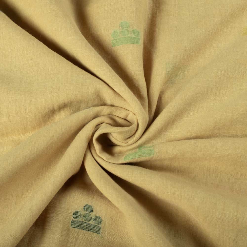Plain Yellow Pure Cotton 60 GSM Multicolor Abstract Jamdani Fabric