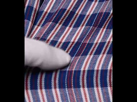 Check Twill Red Blue Colour Pure Cotton 120 GSM Handwoven Fabric 30 — video