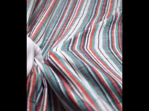 Stripe Multicolor Futki Khadi Cotton 85 GSM Handwoven Fabric 302 — video