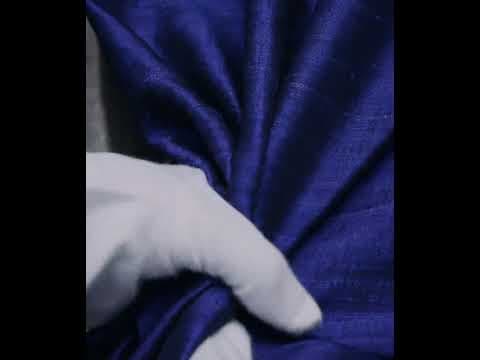 Plain Royale Blue Cotton Dupion Silk 134 GSM Handwoven Fabric — video