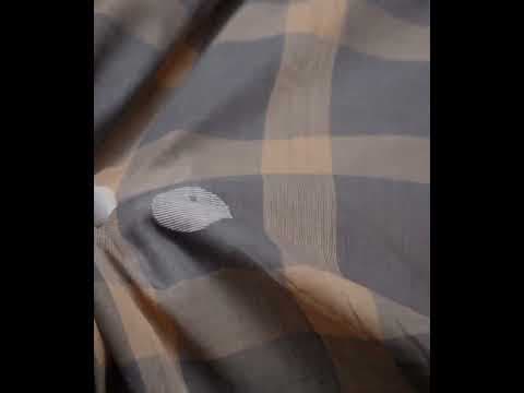 Grey & Brown Check Circle Motif Pure Cotton 54 GSM Handwoven Jamdani Fabric — video