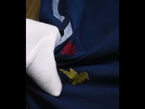 Geometric Navy Blue Jamdani Pure Cotton 60 GSM Handwoven Fabric — video