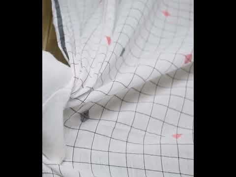 Geometric Check White & Black Jamdani Pure Cotton 52 GSM Handwoven Fabric — video