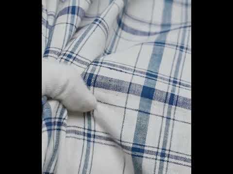 Check Blue Teal & White Khadi Fabric - 112 GSM Handspun & Handwoven — video