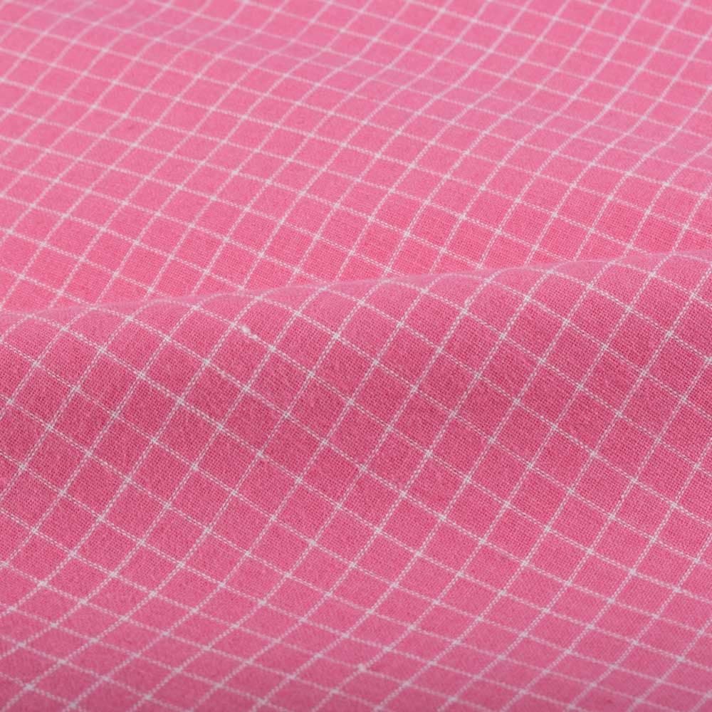Pink White Check 100 GSM Pure Cotton Handwoven Fabric