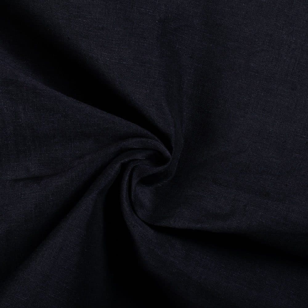 Solid Black 122 GSM Pure Linen Handwoven Fabric