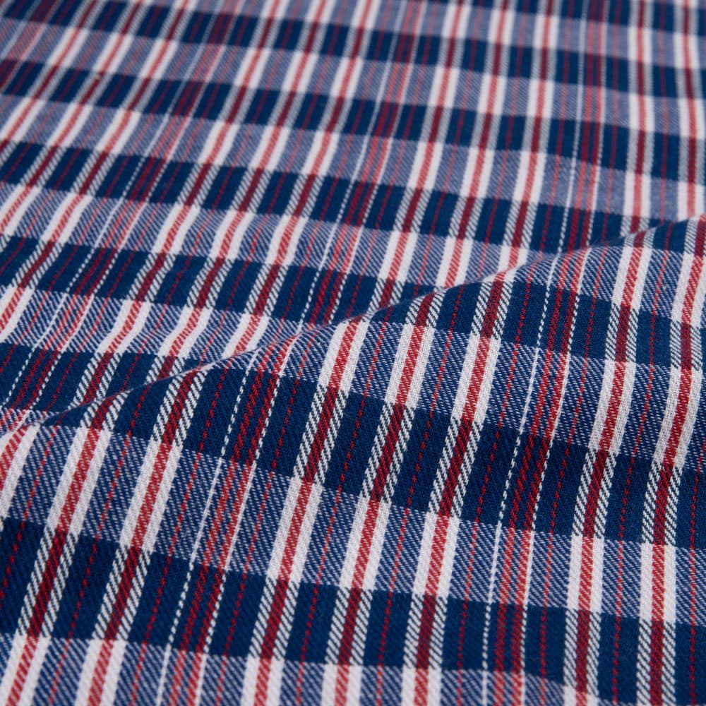 CHECK TWILL RED BLUE COLOUR PURE COTTON 120 GSM HANDWOVEN FABRIC 30