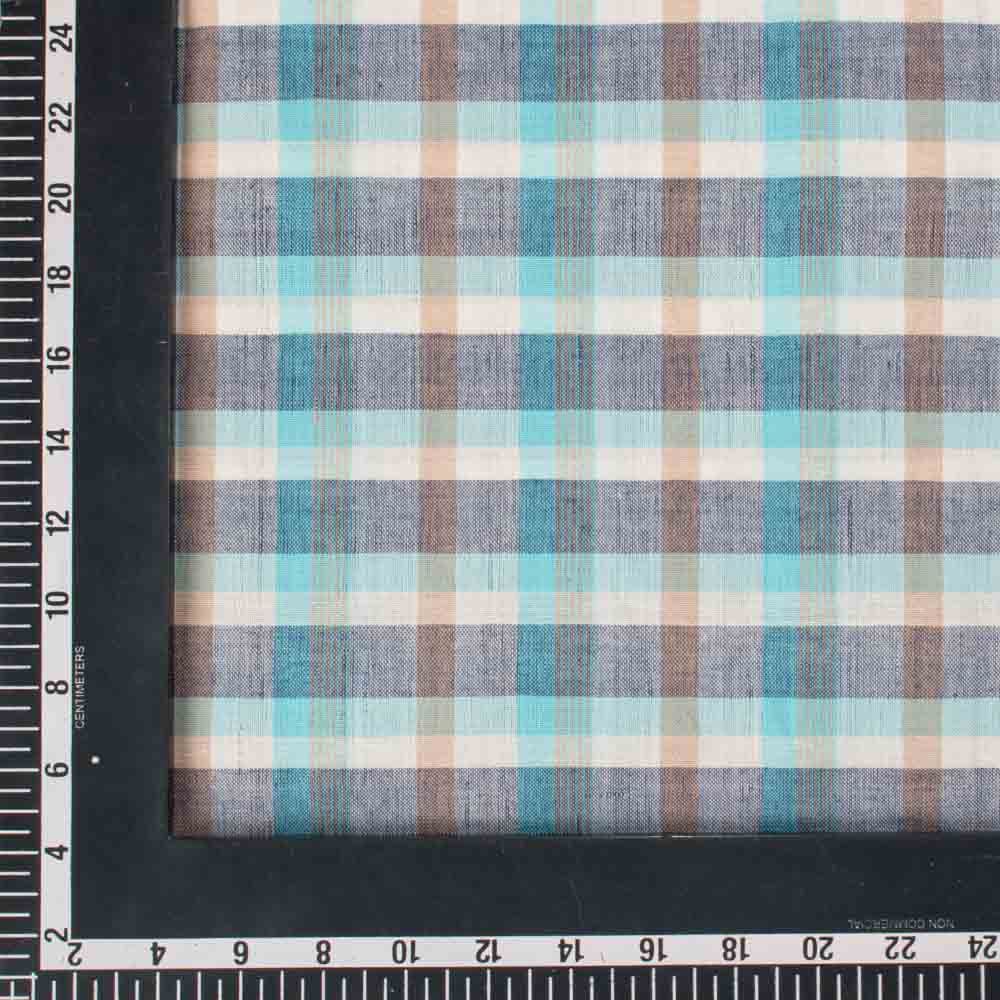 Check Multicolor Pure Cotton 95 GSM Handwoven Fabric 607