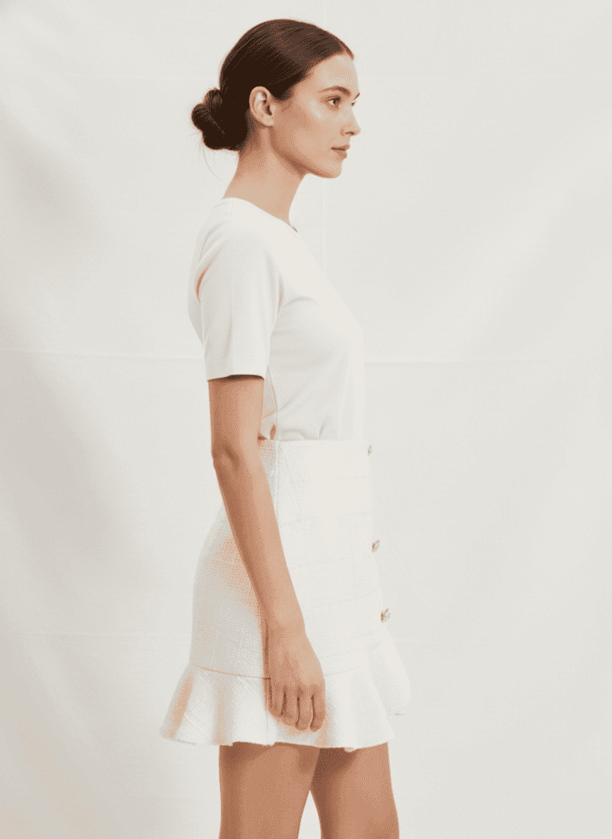 Asymmetric Buttoned Mini Skirt