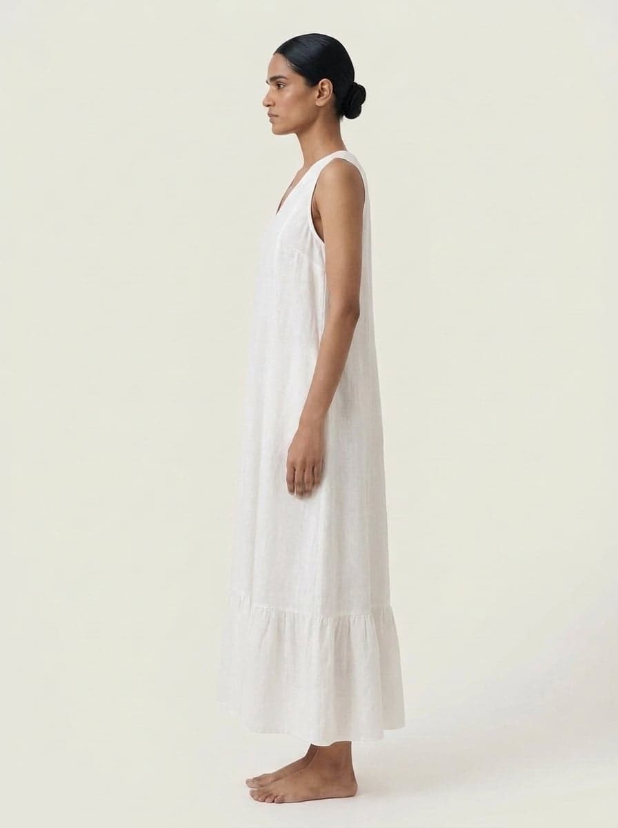 Sleeveless V-Neck Relaxed Fit Maxi Dress With Side Seam Pockets