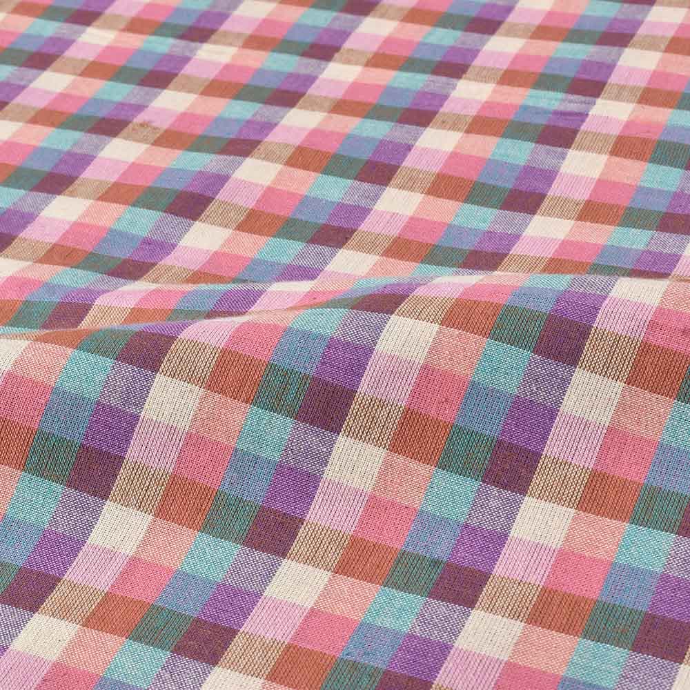 CHECK MULTICOLOUR PURE COTTON 97 GSM HANDWOVEN FABRIC 479