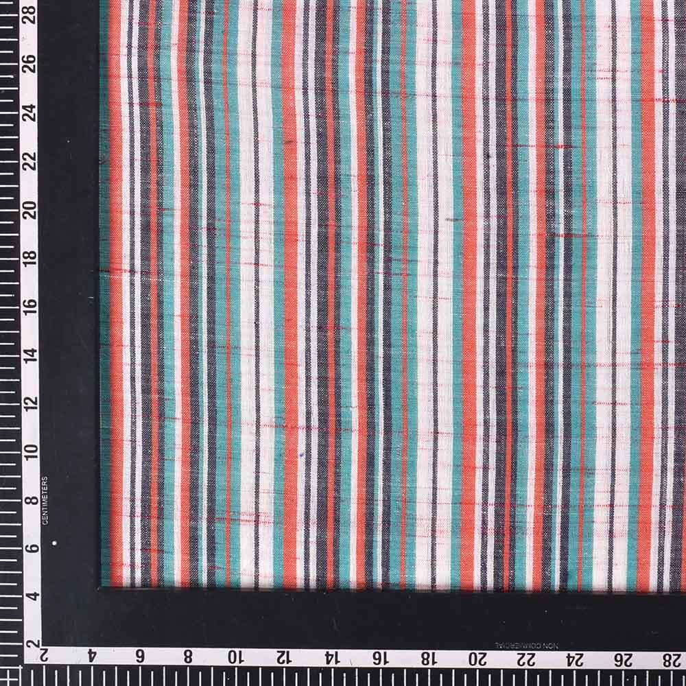 STRIPE MULTICOLOR FUTKI KHADI COTTON 85 GSM HANDWOVEN FABRIC 302
