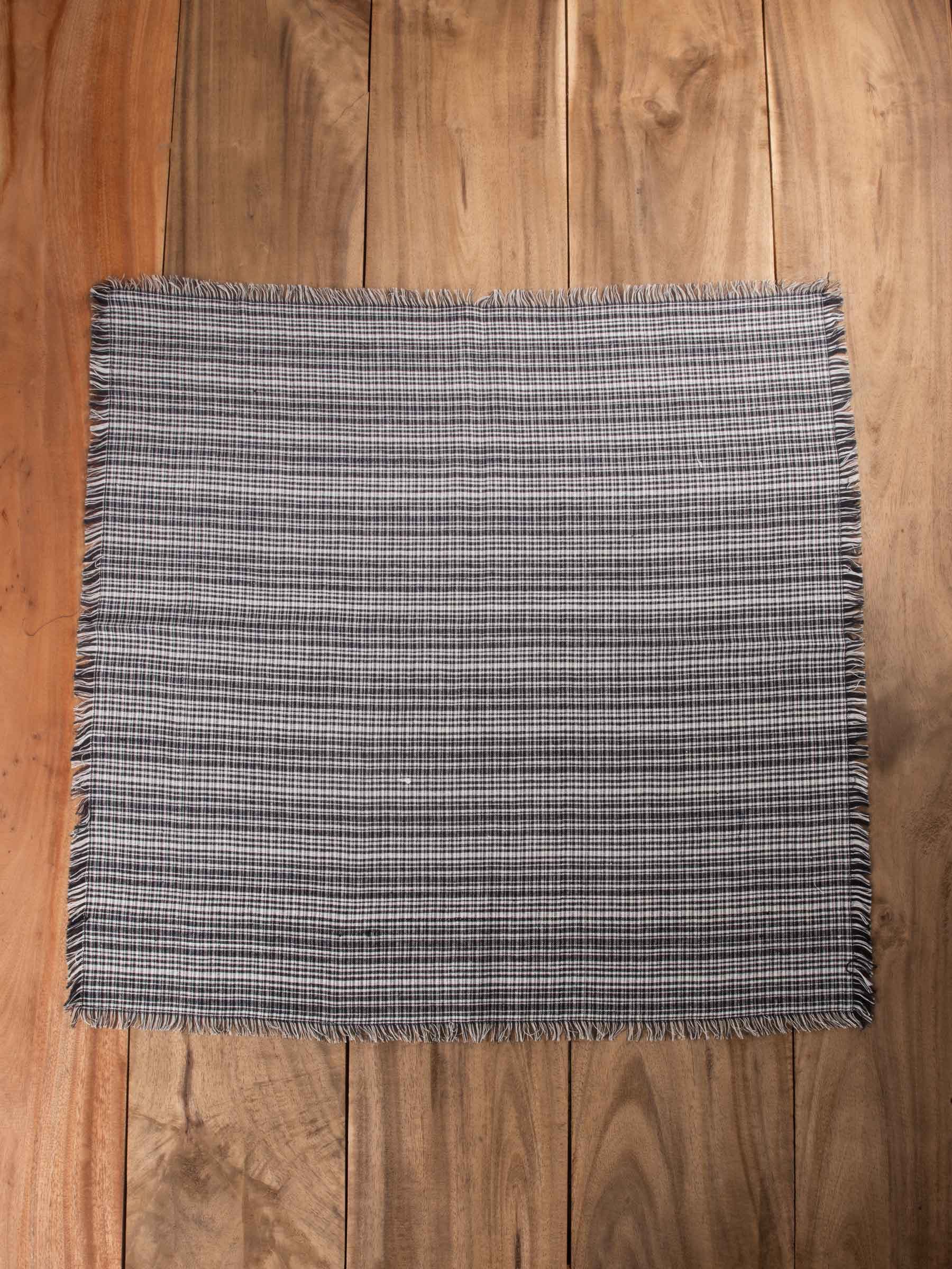 Check Black & White Handwoven Khadi Cotton Table Napkin