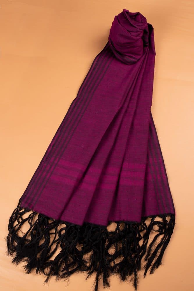 STRIPE PURPLE HANDWOVEN PURE COTTON SCARF