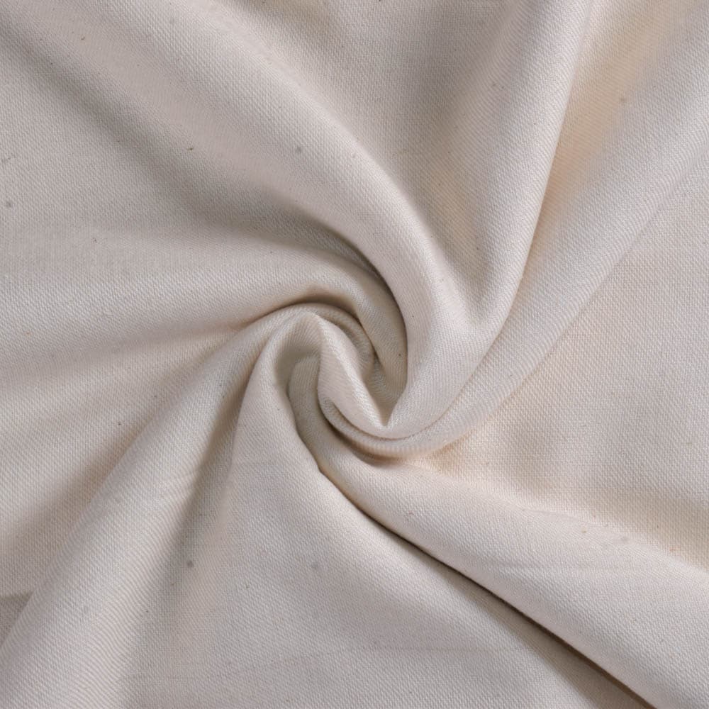 Solid Satin Twill Off White Pure Cotton 102 GSM Handwoven Fabric