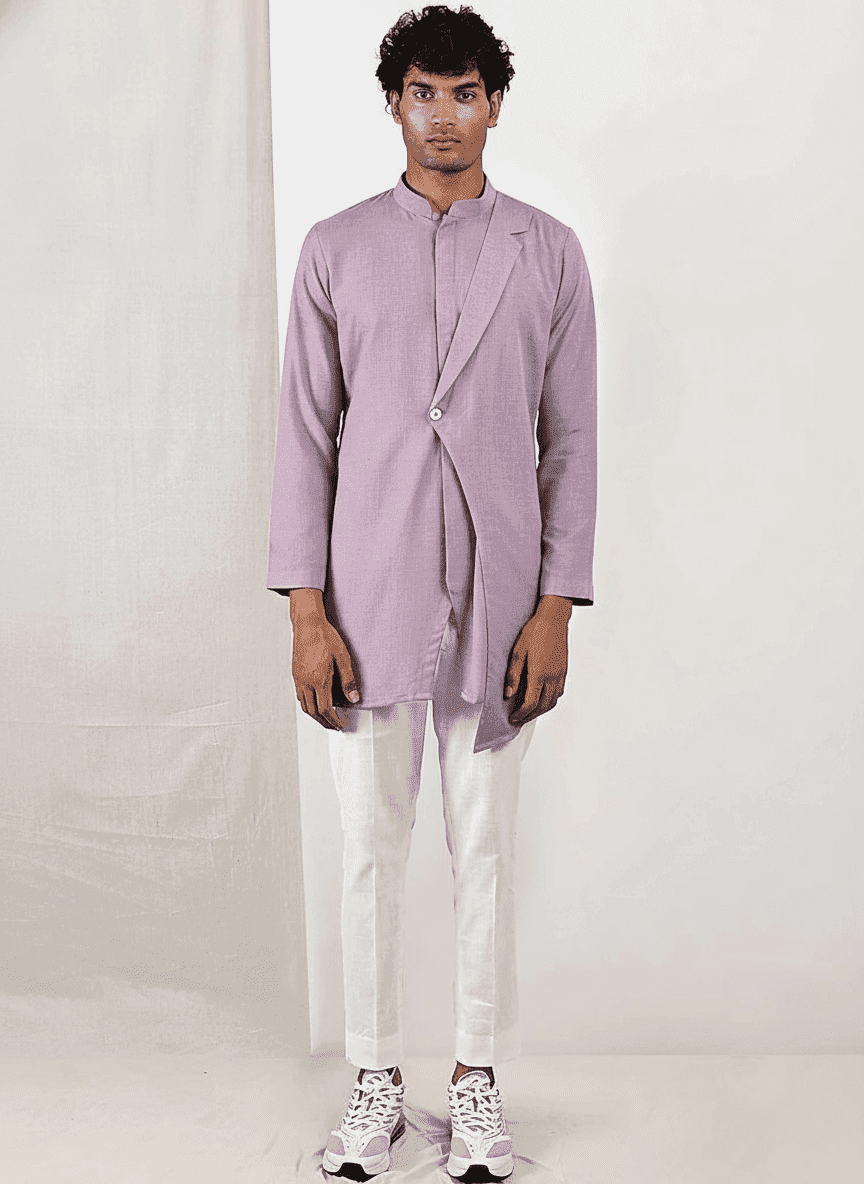 Asymmetric Layered Angrakha Men's Kurta