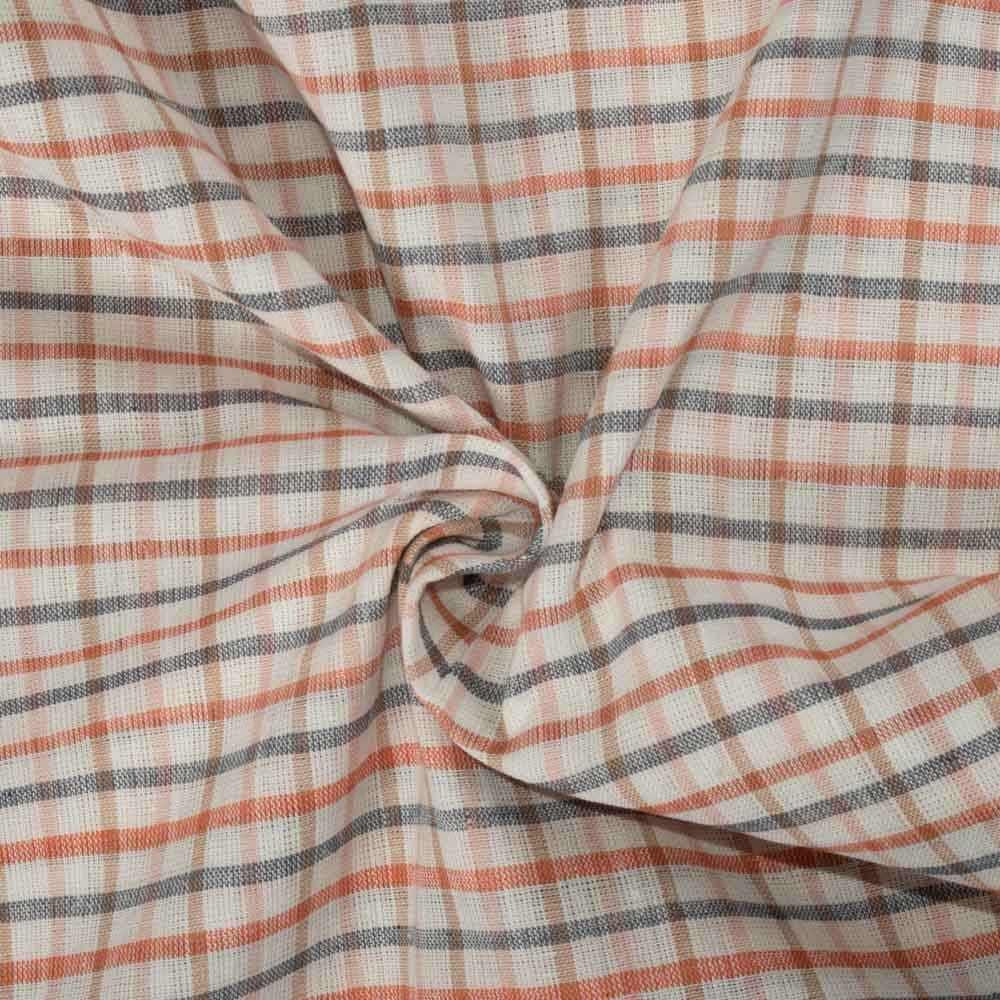 Check Multicolor Linen Cotton 130 GSM Handwoven Fabric 22