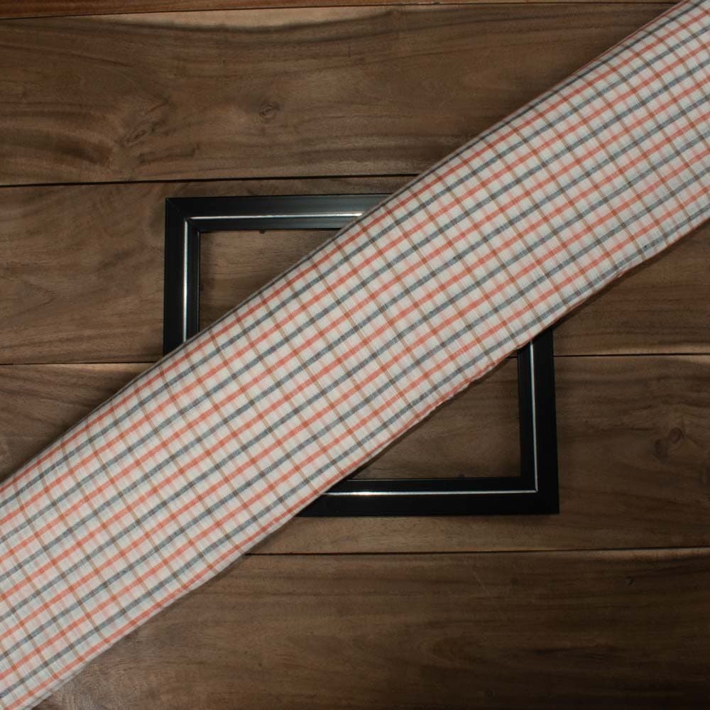 Check Multicolor Linen Cotton 130 GSM Handwoven Fabric 22