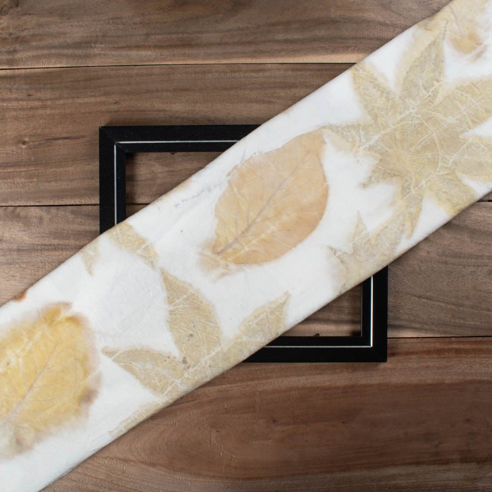 Botanical Leaf Eco Print Naturally Dyed Khadi Cotton Fabric 120 GSM