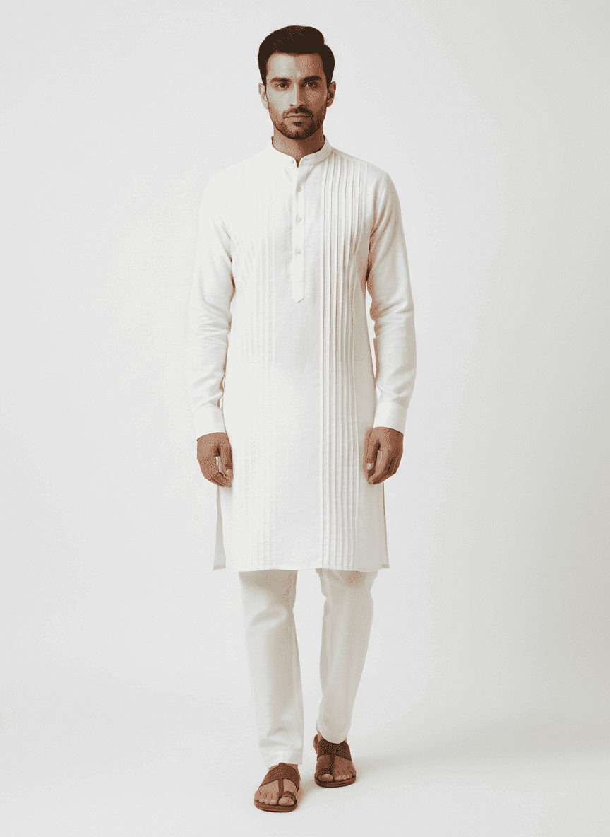 Men's Kurta With Straight Tucks