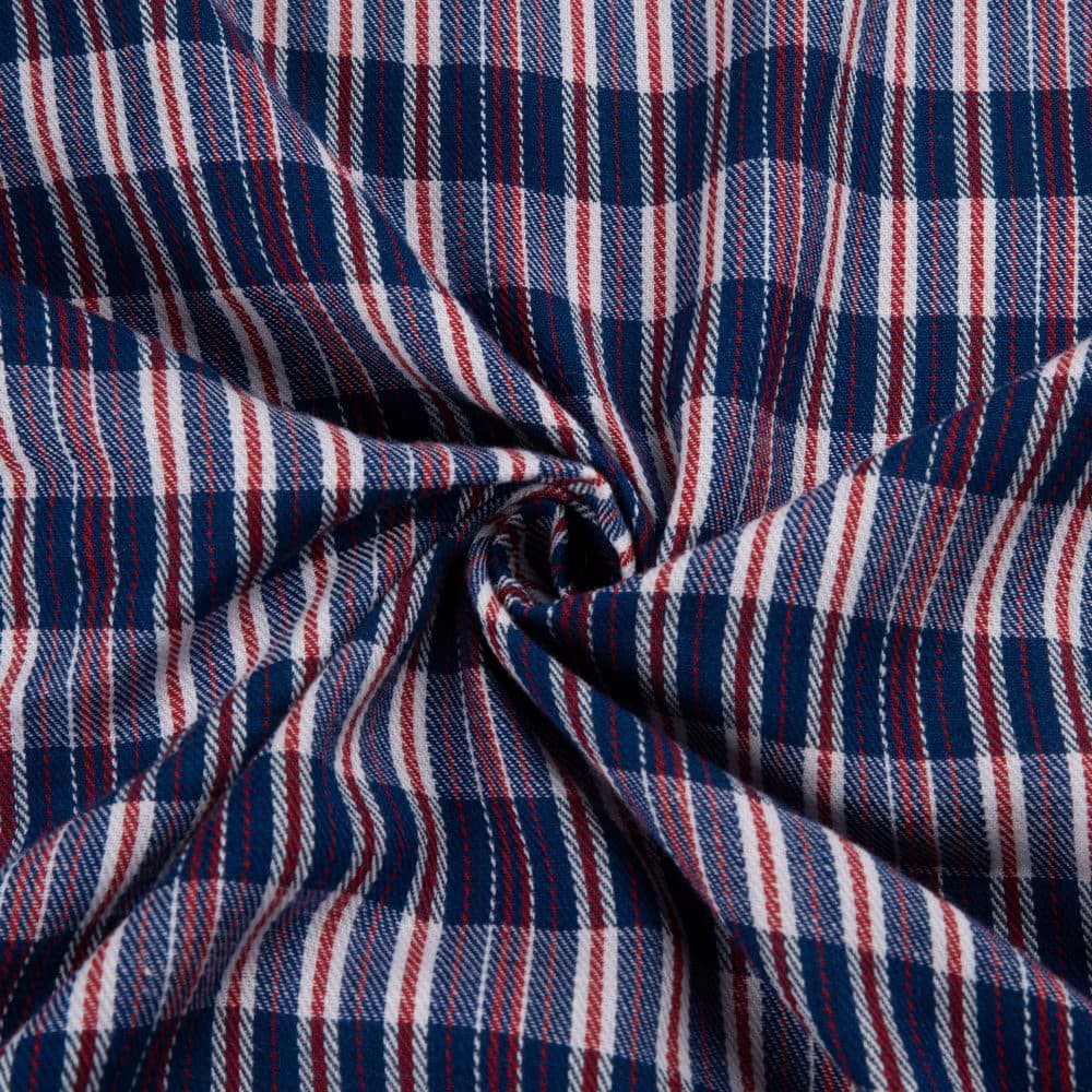 Check Twill Red Blue Colour Pure Cotton 120 GSM Handwoven Fabric 30