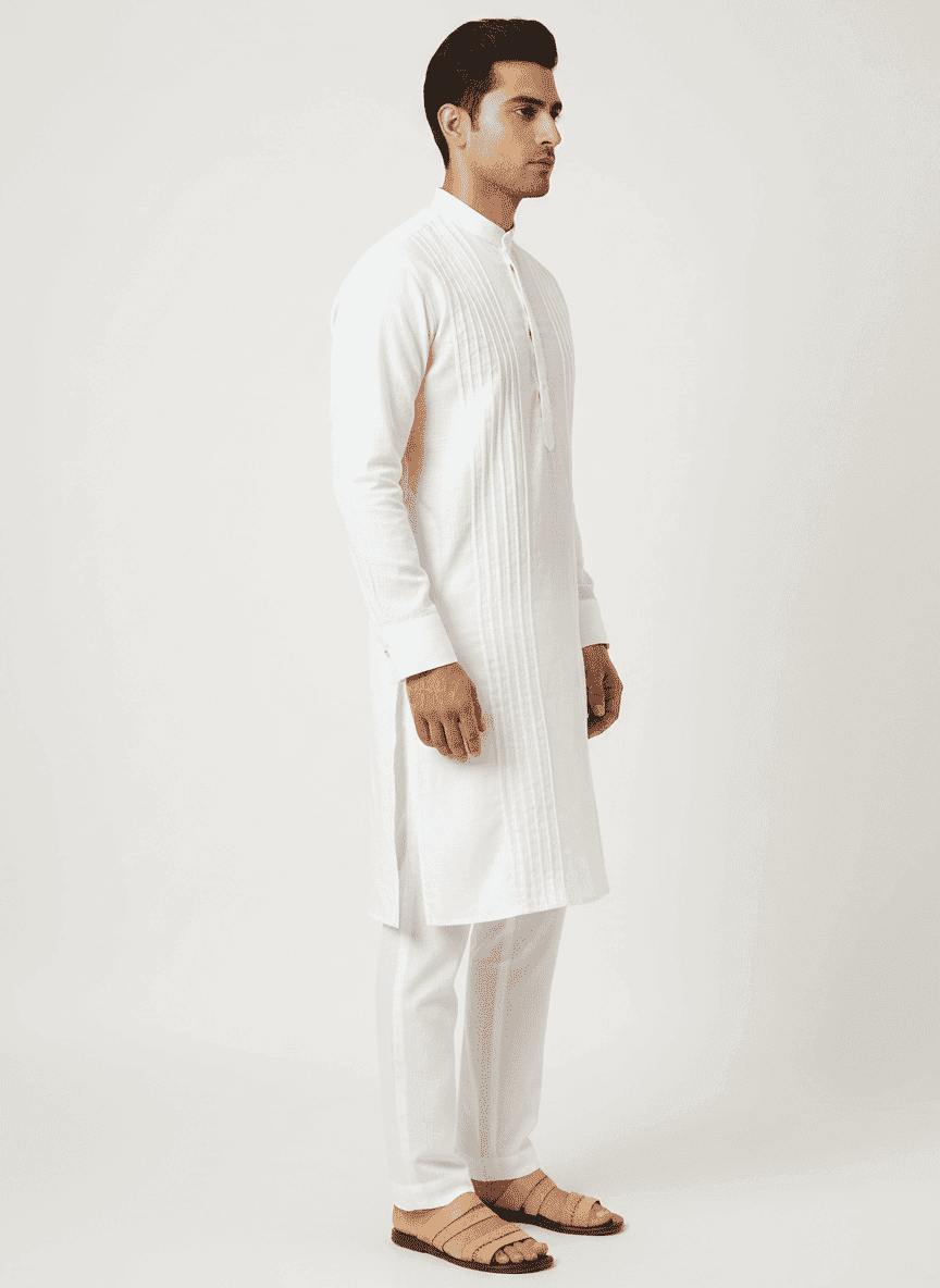 Men's Kurta With Straight Tucks