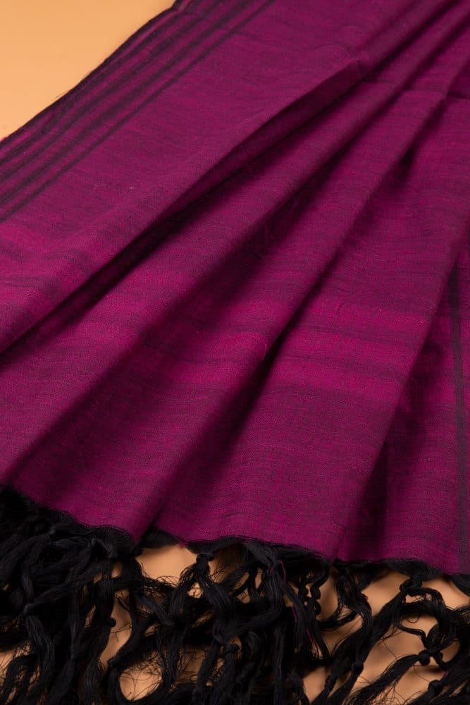 STRIPE PURPLE HANDWOVEN PURE COTTON SCARF