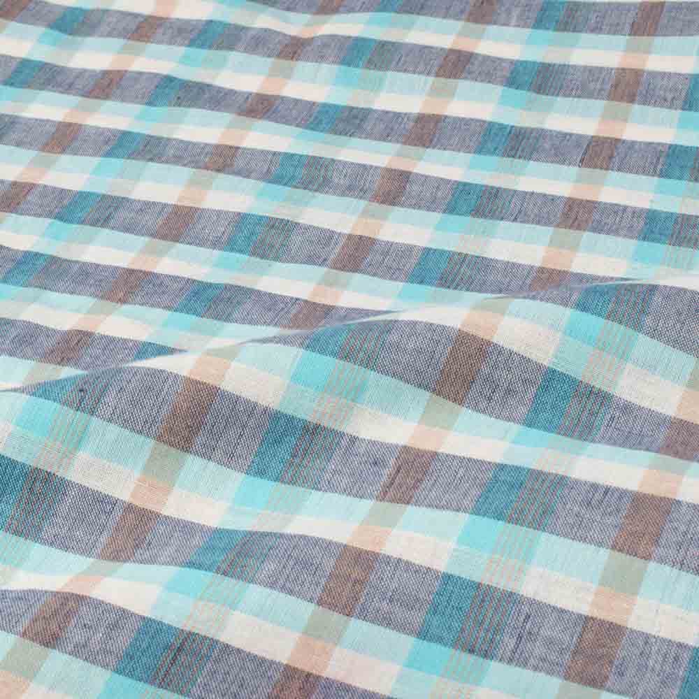 Check Multicolor Pure Cotton 95 GSM Handwoven Fabric 607