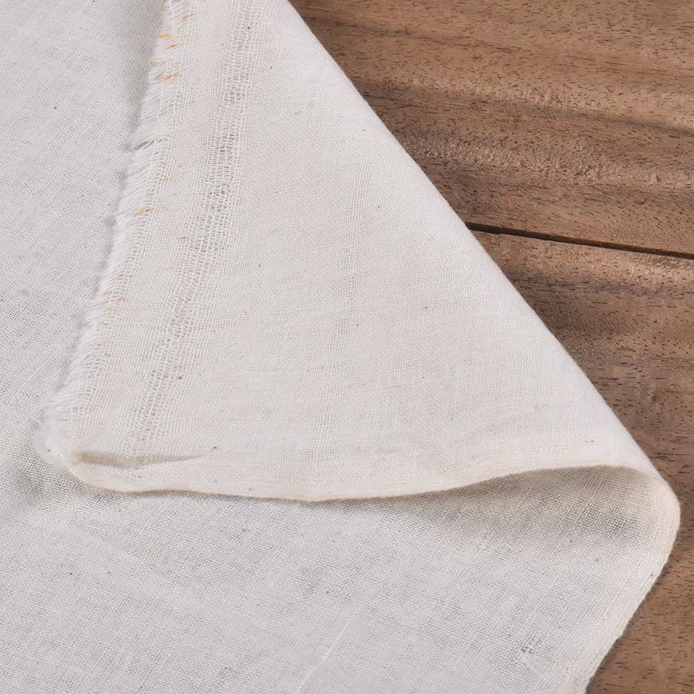 White Pure Cotton Muslin 96 GSM Handwoven Fabric - Bleached Dyeable