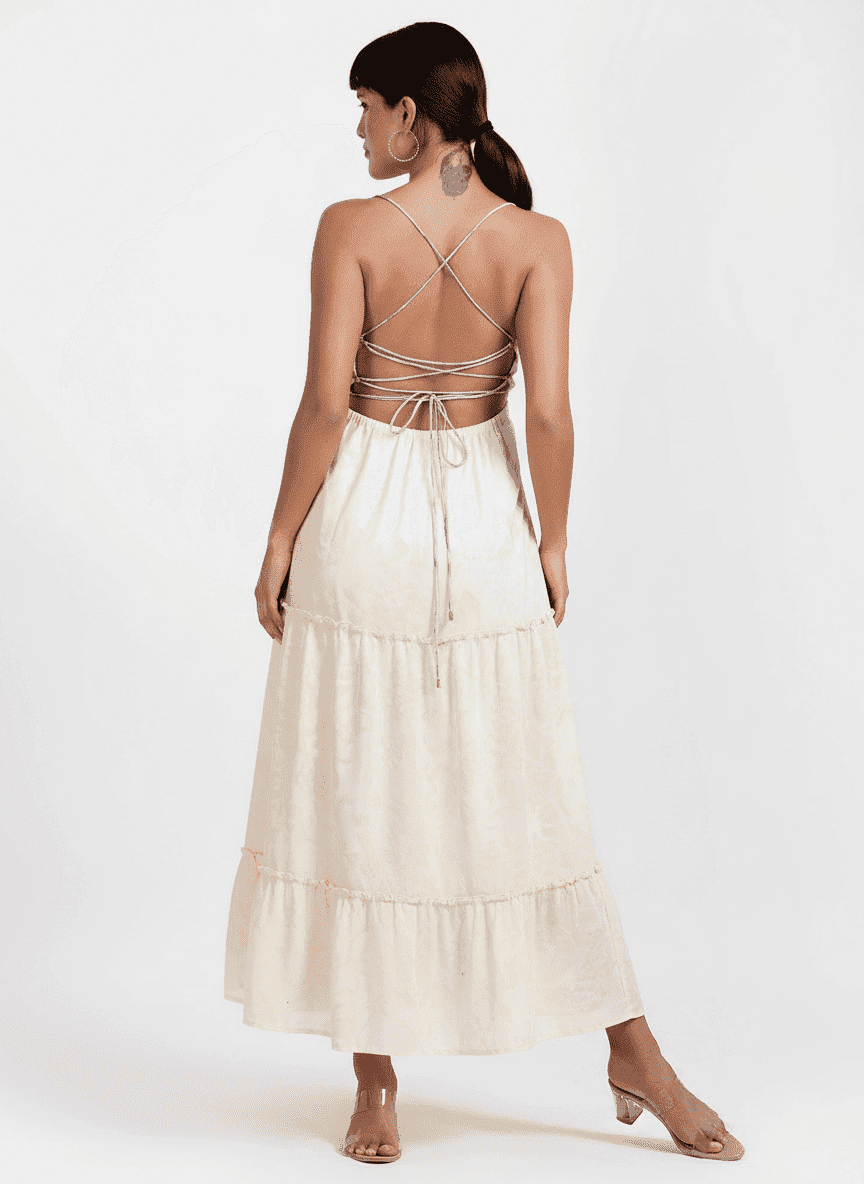 Tiered Gathered Tie Up Dress