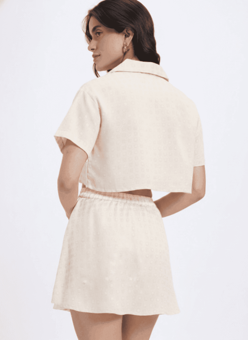 Open Collar Shirt & Skirt Co-ord Set