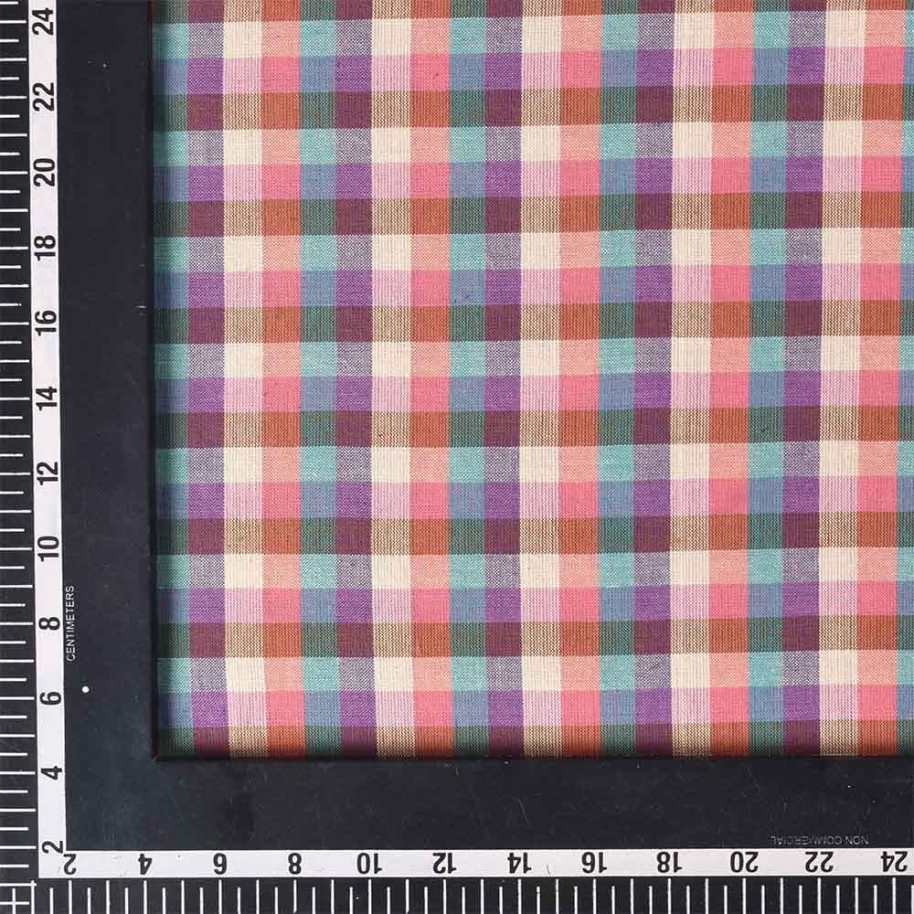 CHECK MULTICOLOUR PURE COTTON 97 GSM HANDWOVEN FABRIC 479