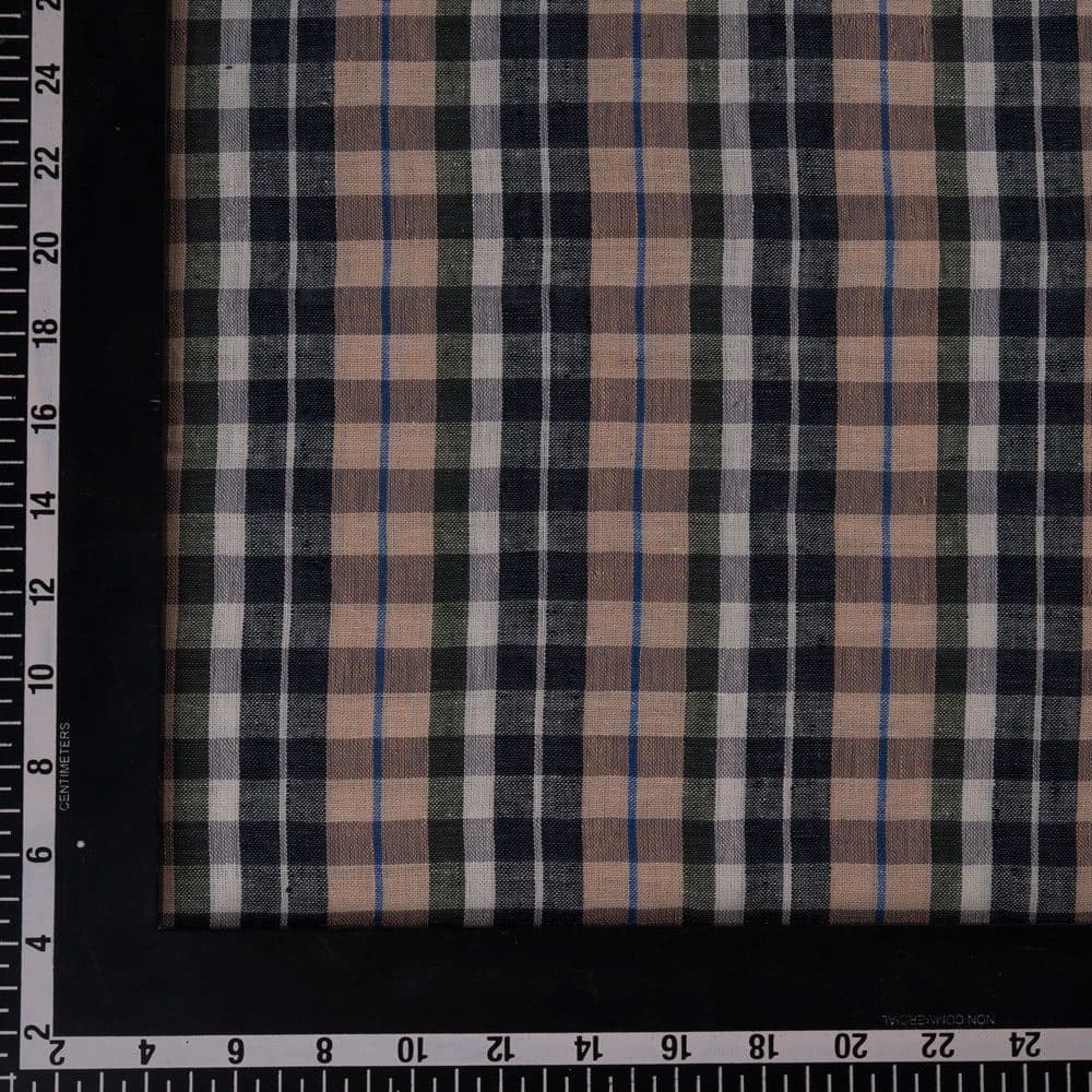 CHECK BROWN & BLACK PURE COTTON 92 GSM HANDWOVEN FABRIC 287