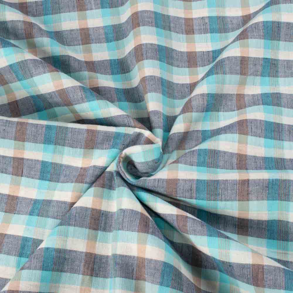 Check Multicolor Pure Cotton 95 GSM Handwoven Fabric 607