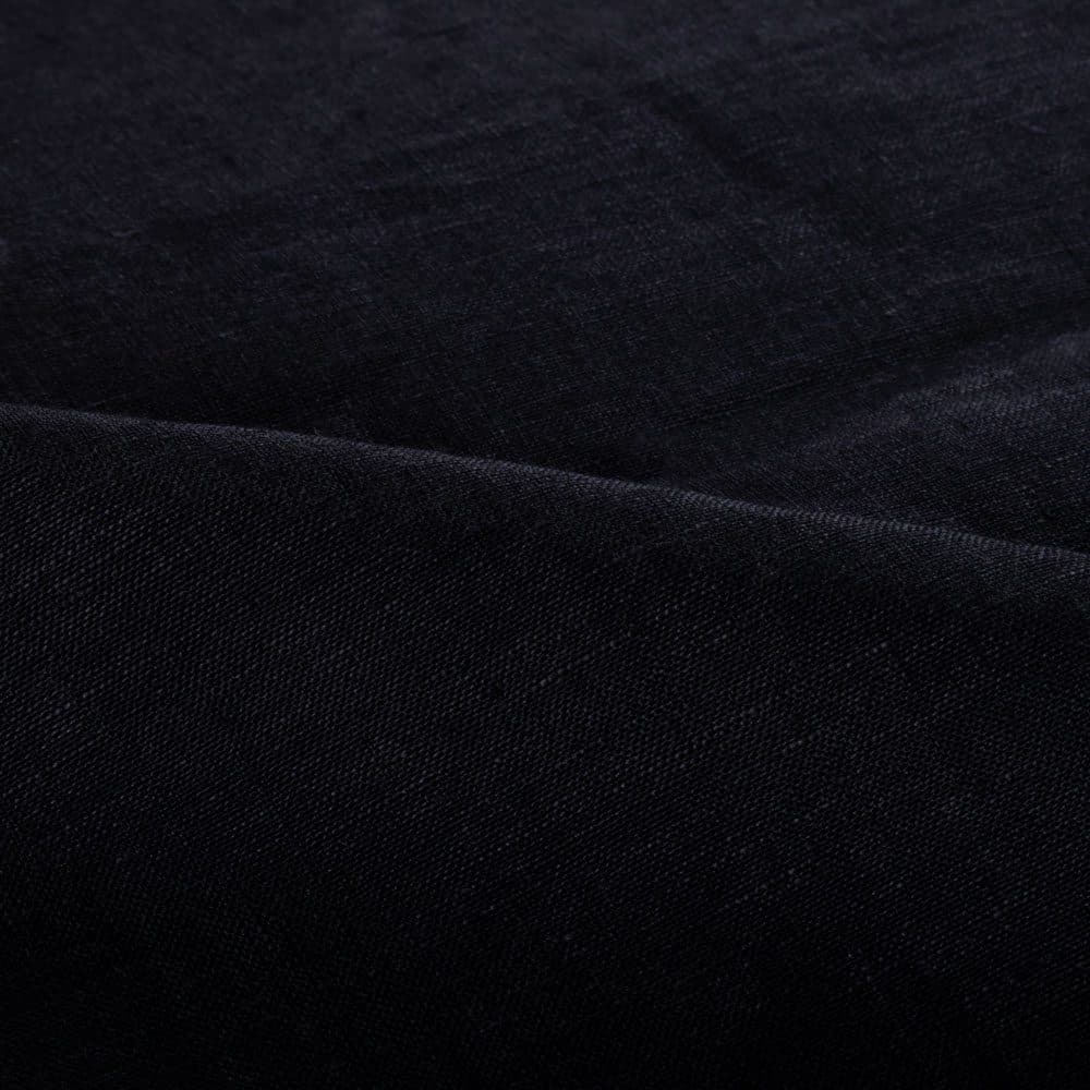 Solid Black 122 GSM Pure Linen Handwoven Fabric