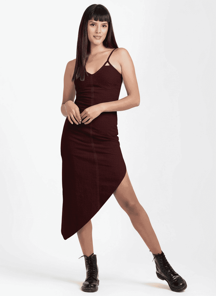 Asymmetric Hem Slim Fit Dress