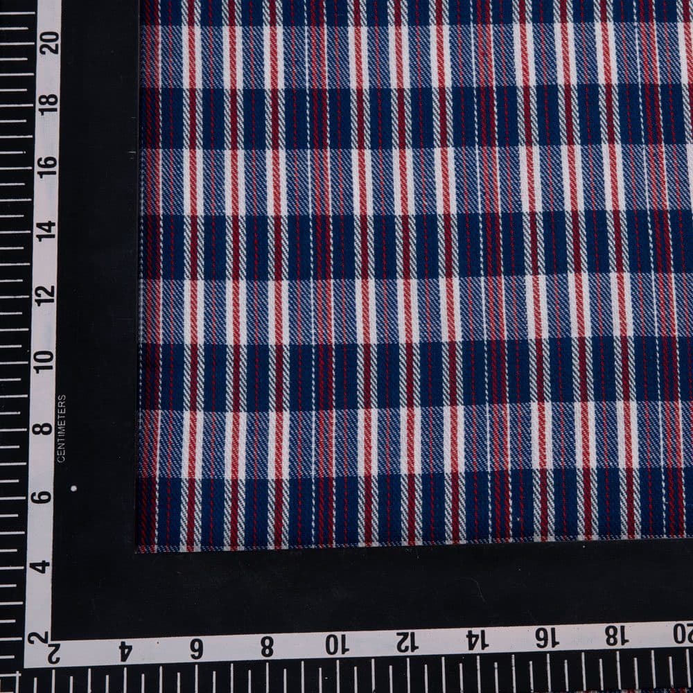 CHECK TWILL RED BLUE COLOUR PURE COTTON 120 GSM HANDWOVEN FABRIC 30