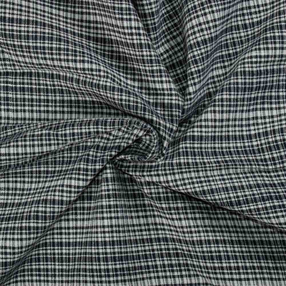 Check Black & White Khadi Cotton 115 GSM Handwoven Fabric