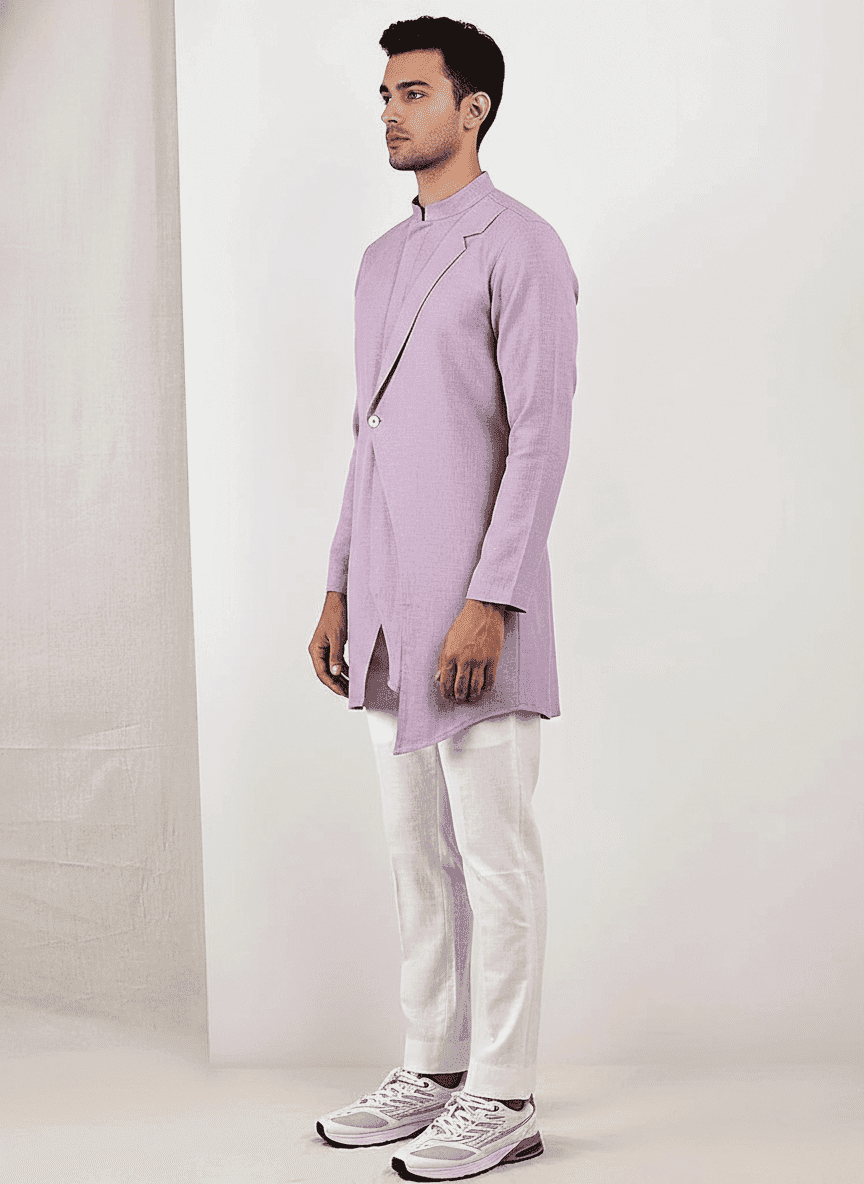Asymmetric Layered Angrakha Men's Kurta
