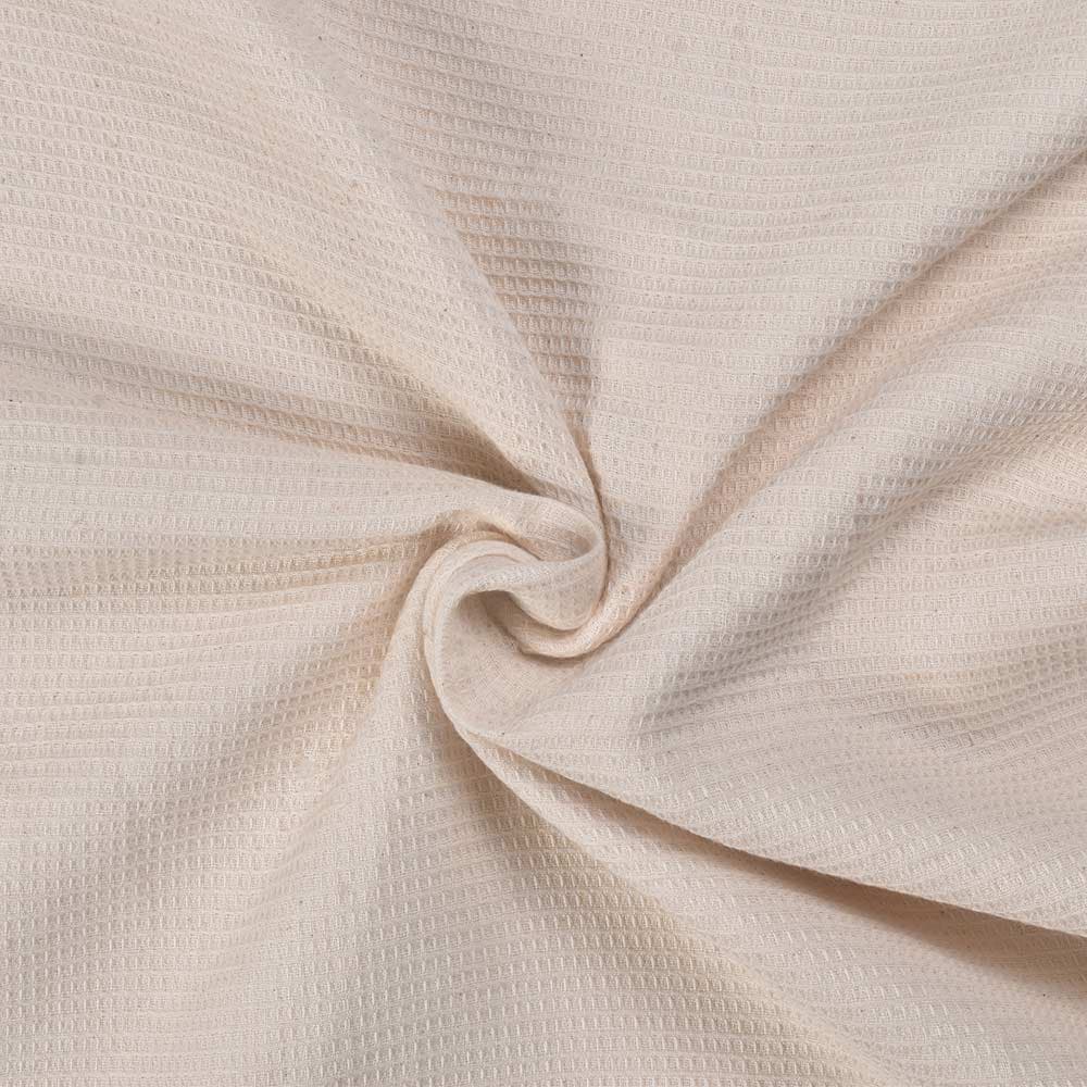 Ivory Colour Honeycomb Pure Cotton 122 GSM Handwoven Fabric