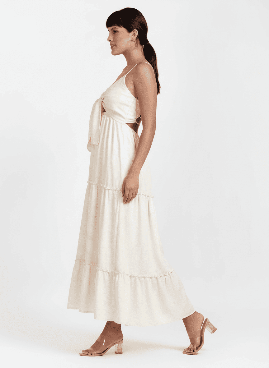 Tiered Gathered Tie Up Dress