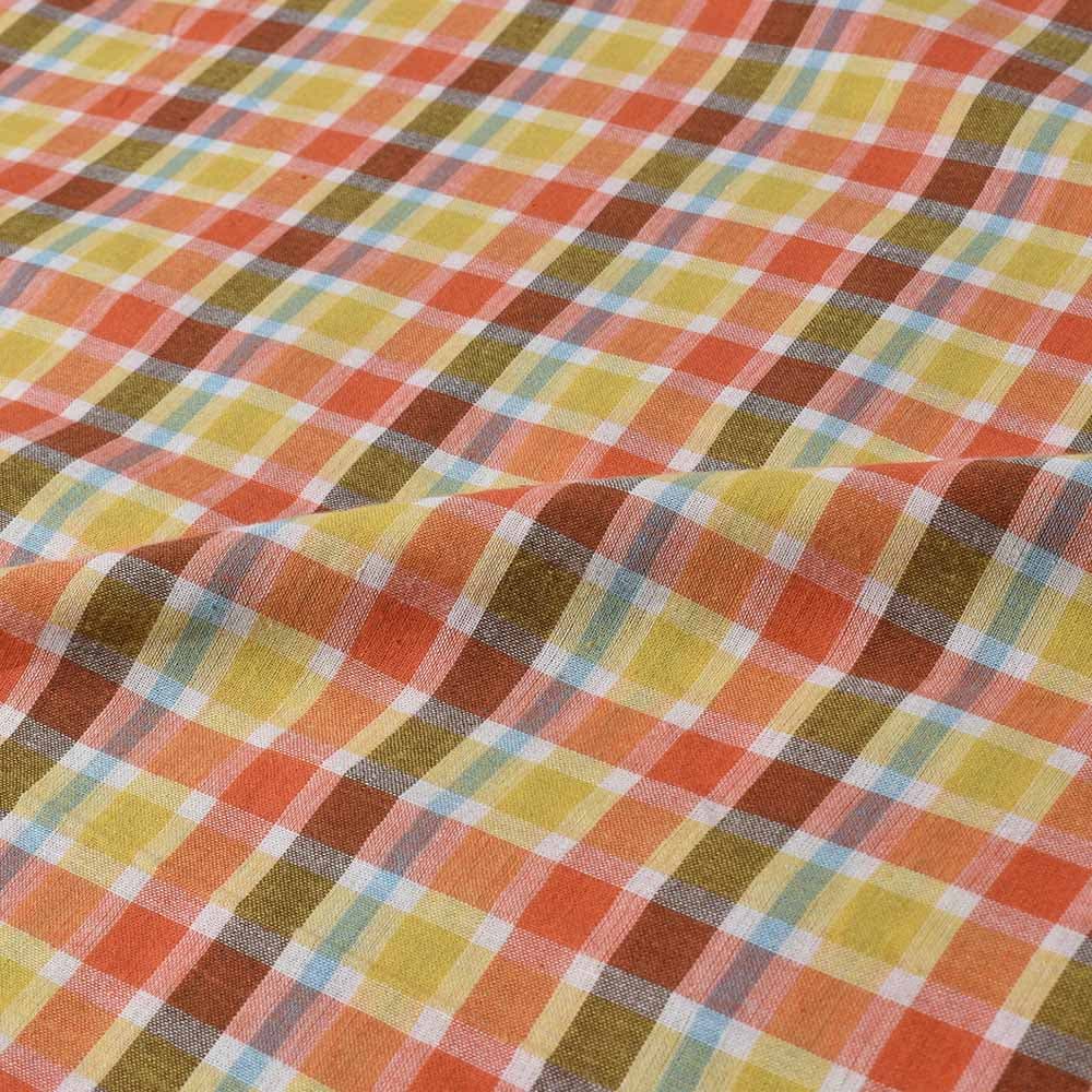 CHECK MULTICOLOR PURE COTTON 85 GSM HANDWOVEN FABRIC